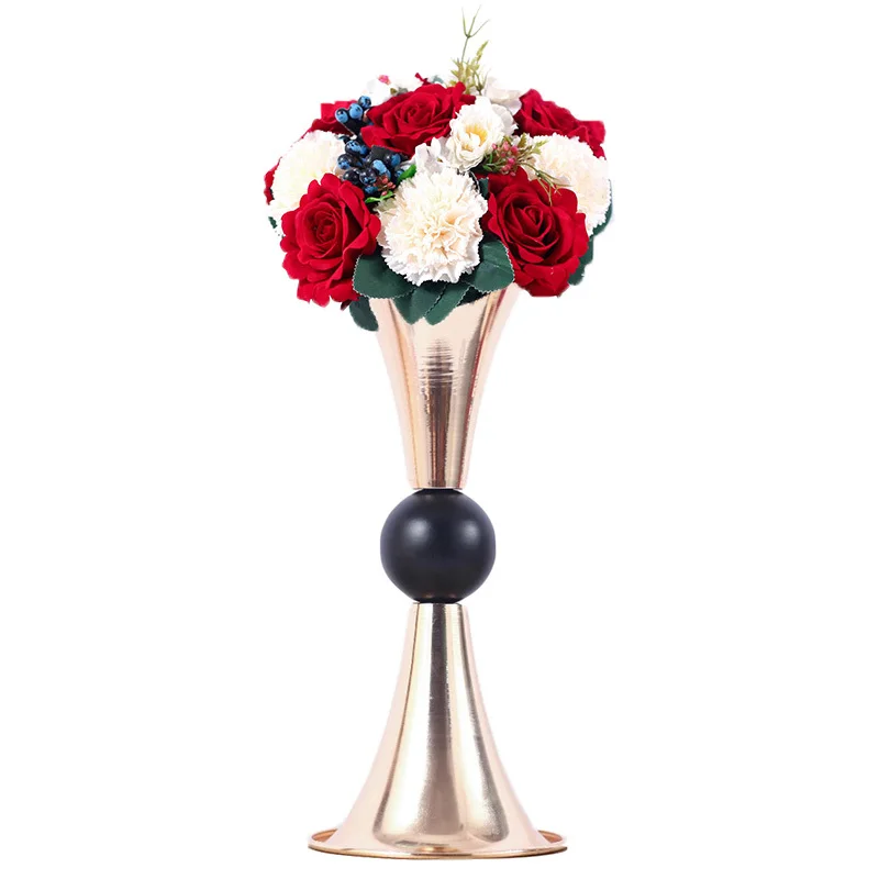 Свадебные железные цветы вазы подсвечники дорожный свинцовый стол Центральная металлическая подставка подсвечник для свадебной вечеринки канделябры - Цвет: 25CM