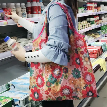 

Big Size Thick Magic Style Nylon Large Tote ECO Reusable Polyester Portable Shoulder Handbag Folding Pouch Shopping Bag Foldable