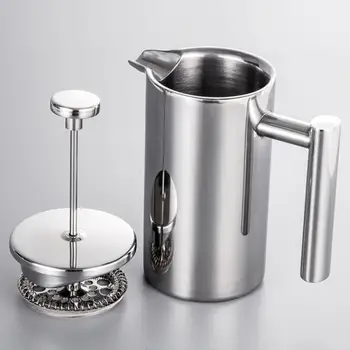 

350/800/1000ml Stainless Steel French Press Coffee Pot Double Layer Insulation Teapot Coffer Maker Kitchen Triple Filter Kettles