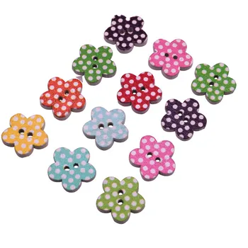 

QUALITY PICKS 100 pcs 14mm*2.7mm Dots Plum Buttons Multicolor DIY Apparel Sewing Fabric Buttons Wood Material Sewing Supplies