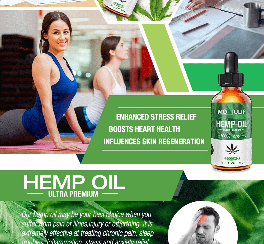 Cbd масло конопляное масло органическое эфирное масло 2000 мг травяные снять тревогу и стресс для тела Уход за кожей Спящая помощь Прямая поставка