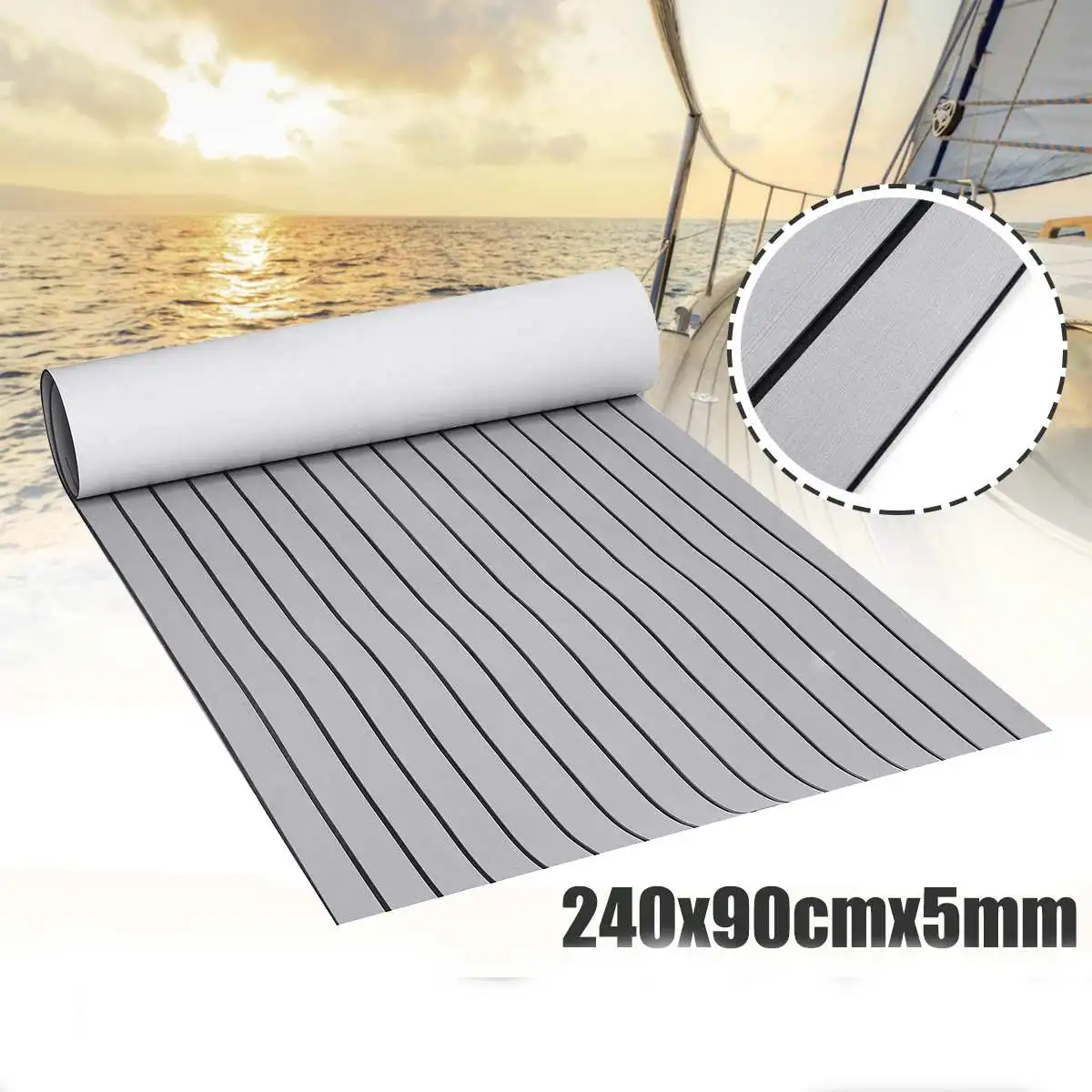 

Self-Adhesive 900x2400x5mm Foam Teak Decking EVA Foam Marine Flooring Faux Boat Decking Sheet Accessories Marine Grey Black