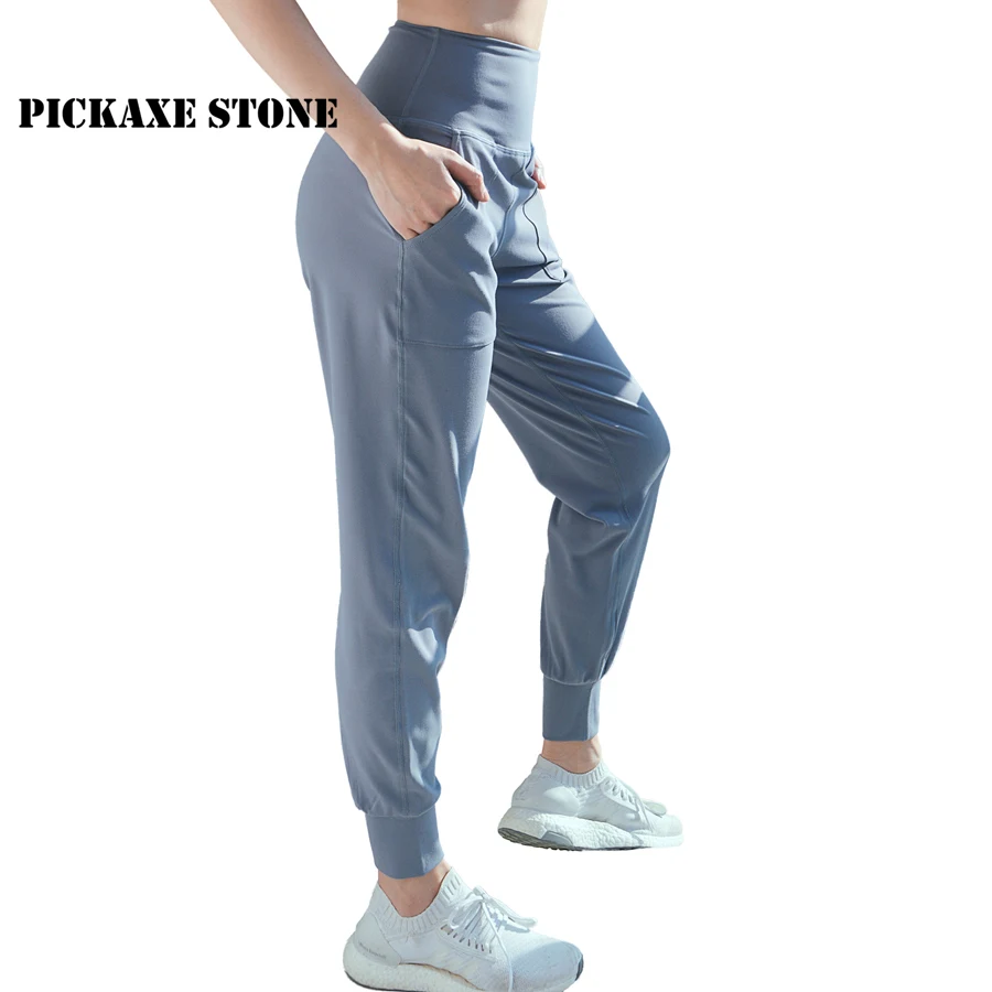 PS сплайсированные свободные штаны-шаровары для бега женские спортивные штаны для спортзала спортивные брюки с эластичной Высокой Талией Спортивные брюки для бега брюки для фитнеса - Цвет: Синий