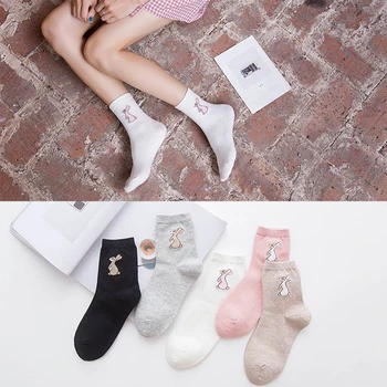 

New cute cartoon rabbit patterned cotton funny sock couple autumn winter women socks