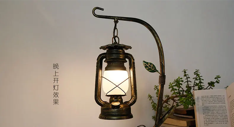 Lâmpada de Mesa Retro Lâmpada Cavalo Óleo Barra Quarto Cabeceira Estudo Personalidade Decoração 11 Luzes e Iluminação