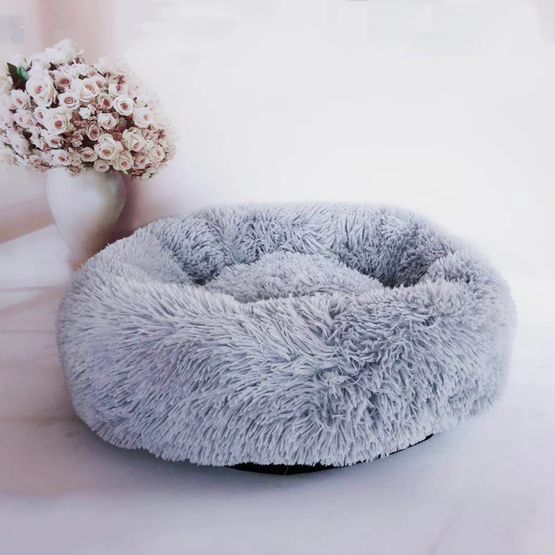 Round Dog Bed long plush Dog Kennel Cat House Super Soft Washable Cotton Mats Sofa For Dog Chihuahua Dog Basket pet bed