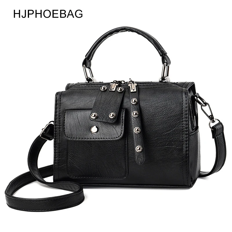 HJPHOEBAG, декорированная заклепками, сумка через плечо из искусственной кожи, сумки через плечо, простой стиль, модные женские сумки, универсальные сумки с подушками YC333