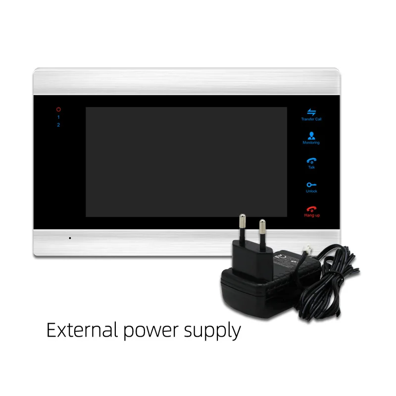 External power 7"Color 2LCD Video Door Phone Home Security Intercom System+2Waterproof Mini Doorbell Camera Multi-language menu 1200TVL Camera - Цвет: External power