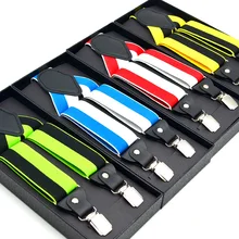 Свадебный пояс для подтяжек для взрослых 3,5 брюки ремень клип высокое качество эластичный 4 клип цветные полоски ремни Висячие брюки в коробке