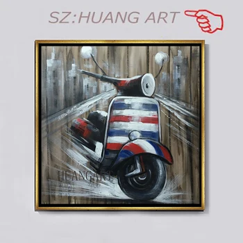 

Muzagroo Art Hand Painted on Canvas Cool Motorcycle Oil Painting Modern Motorbike Wall Art for Living Room Abstract Wall