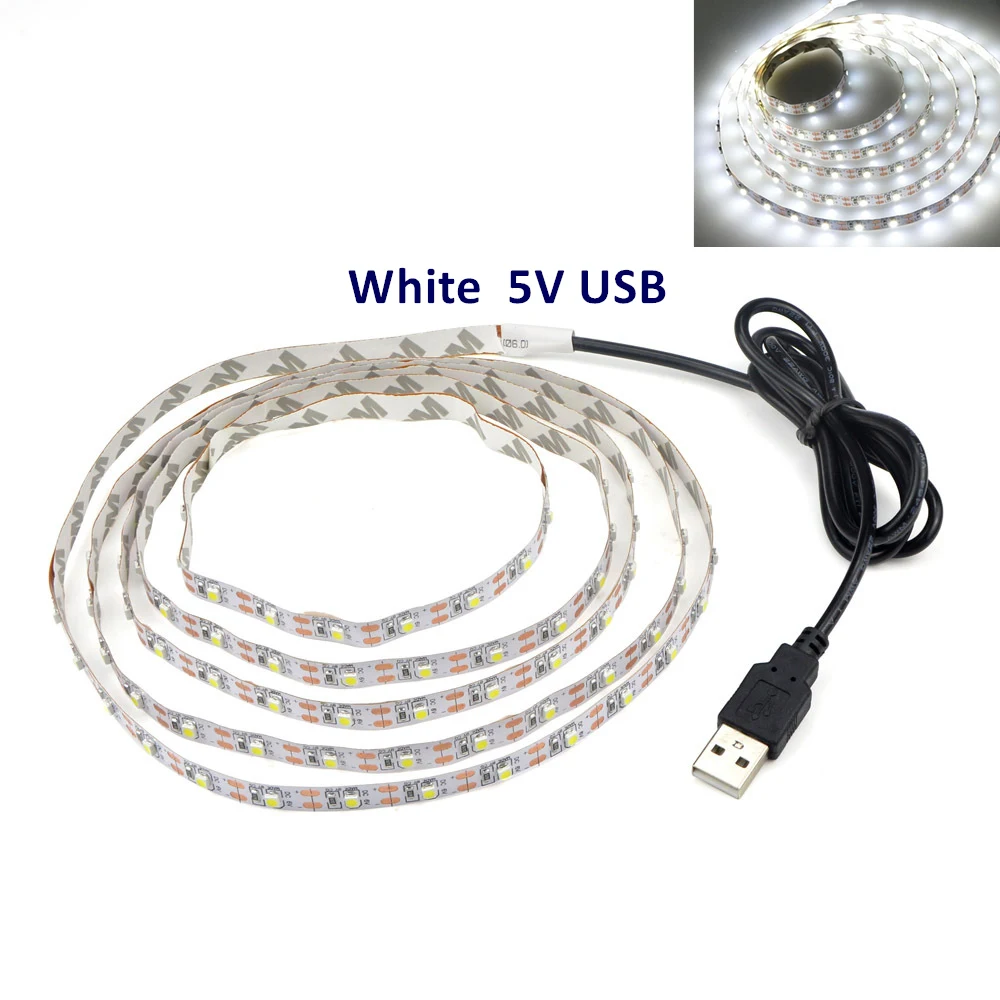 Цветная (RGB) Светодиодные ленты светильник USB 5V 60 светодиодов/м 2835 SMD LED Гибкие
