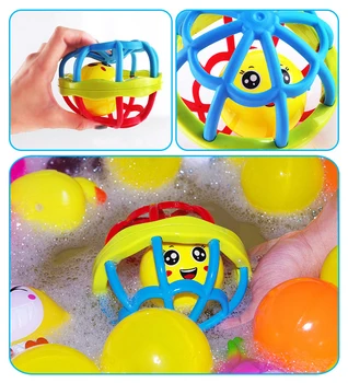 

Soft Colorful Ball Toys Hand Bell Rattle Develop Toys Touch Bite Caught Hand Oball Ball For Baby Learning educational toy gifts