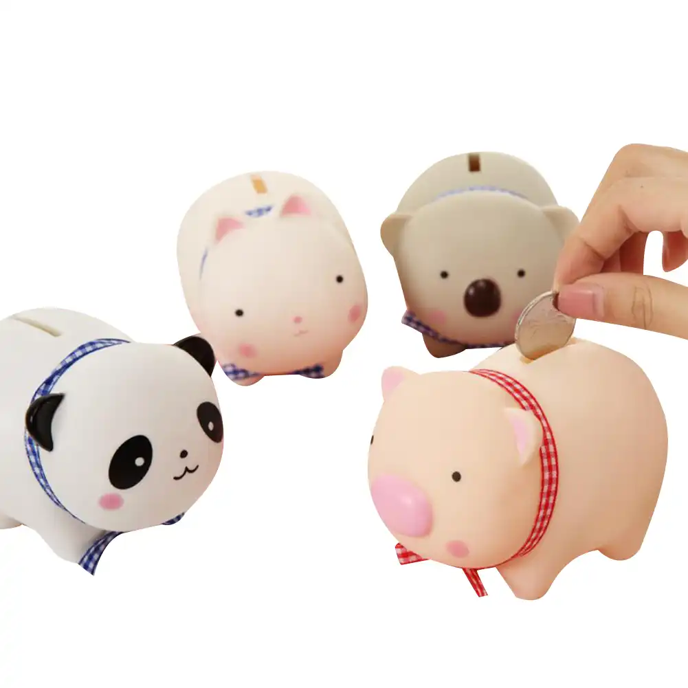 Cute Pig Cartoon Piggy Coin Box Moneybox Plastic Piggy Bank Money