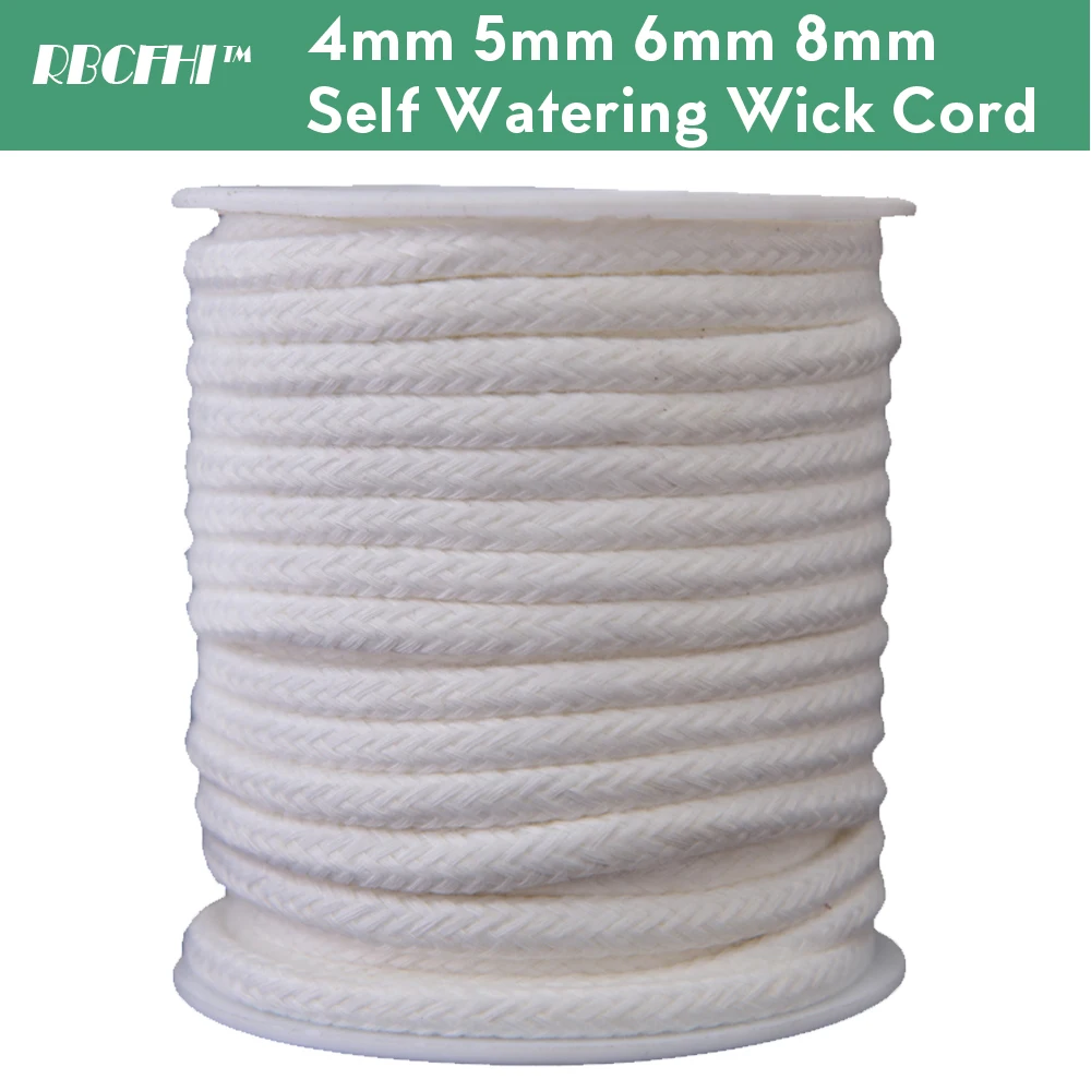 4/5/6/8MM Self-Watering Wick Cord Vacation Planter Pot DIY Automatic Watering Device System Potted Auto Drip Waterer Cotton Rope 6