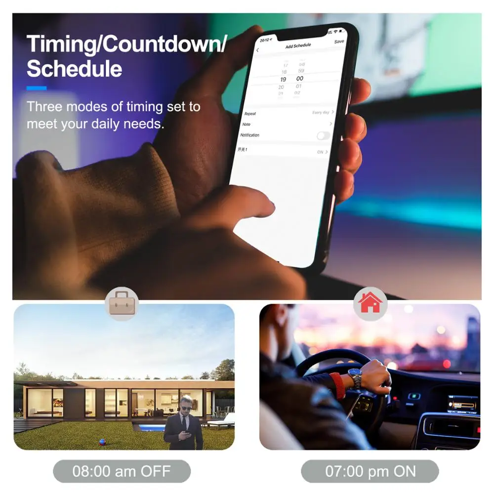 Tuya Smart Wifi Touch Light Switch EU 220V, No Neutral Wire Required Wall Switch 1/2/3/4 Gang, Compatible with Alexa Google Home