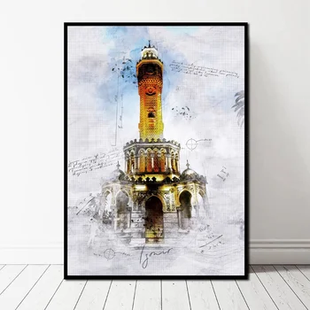 

Abstract Izmir Turkey City Landscape Poster Canvas Art Print Wall Pictures for Living Room No Frame