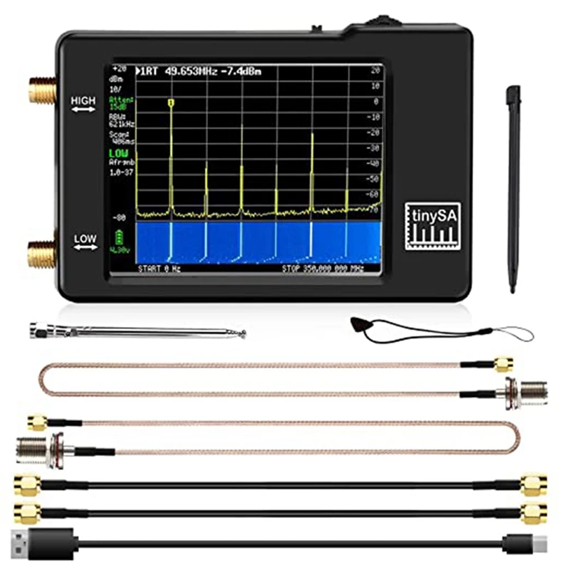 Портативный TinySA анализатор спектра 100 кГц до 960 МГц MF/HF/VHF/UHF Вход генератор