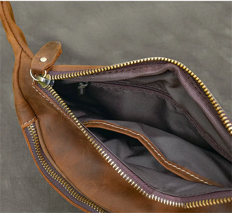 Pndmeвинтаж crazy horse воловья Мужская нагрудная сумка простая натуральная кожа сумка через плечо поясная сумка для активного отдыха повседневная легкая сумка
