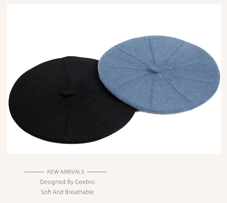 Geebro Casual Damen Reine Baumwolle Baskenmütze Flache Top Einfarbig Weiblichen Britischen Stil Berets Mädchen Mode Neue Winter Hut – Detail 7
