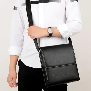 

Men's Shoulder Bag PU Material British Fashion Casual Style High Quality Design Multi-function Large Capacity Messenger Bag