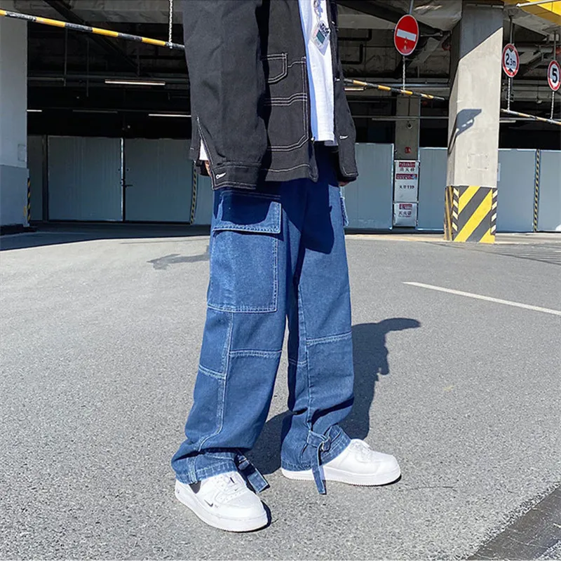 slim jeans Men's Wide Leg Casual Jeans Big Size Loose Straight Denim Pant Hip Hop Male Skateboard Pants Fashion Streetwear Trousers S-5XL slim straight jeans