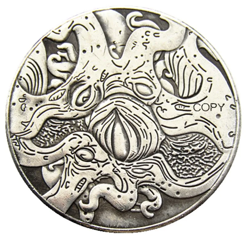 

HB(141)US Hobo Morgan Dollar Skull Zombie Skeleton Silver Plated Copy Coins