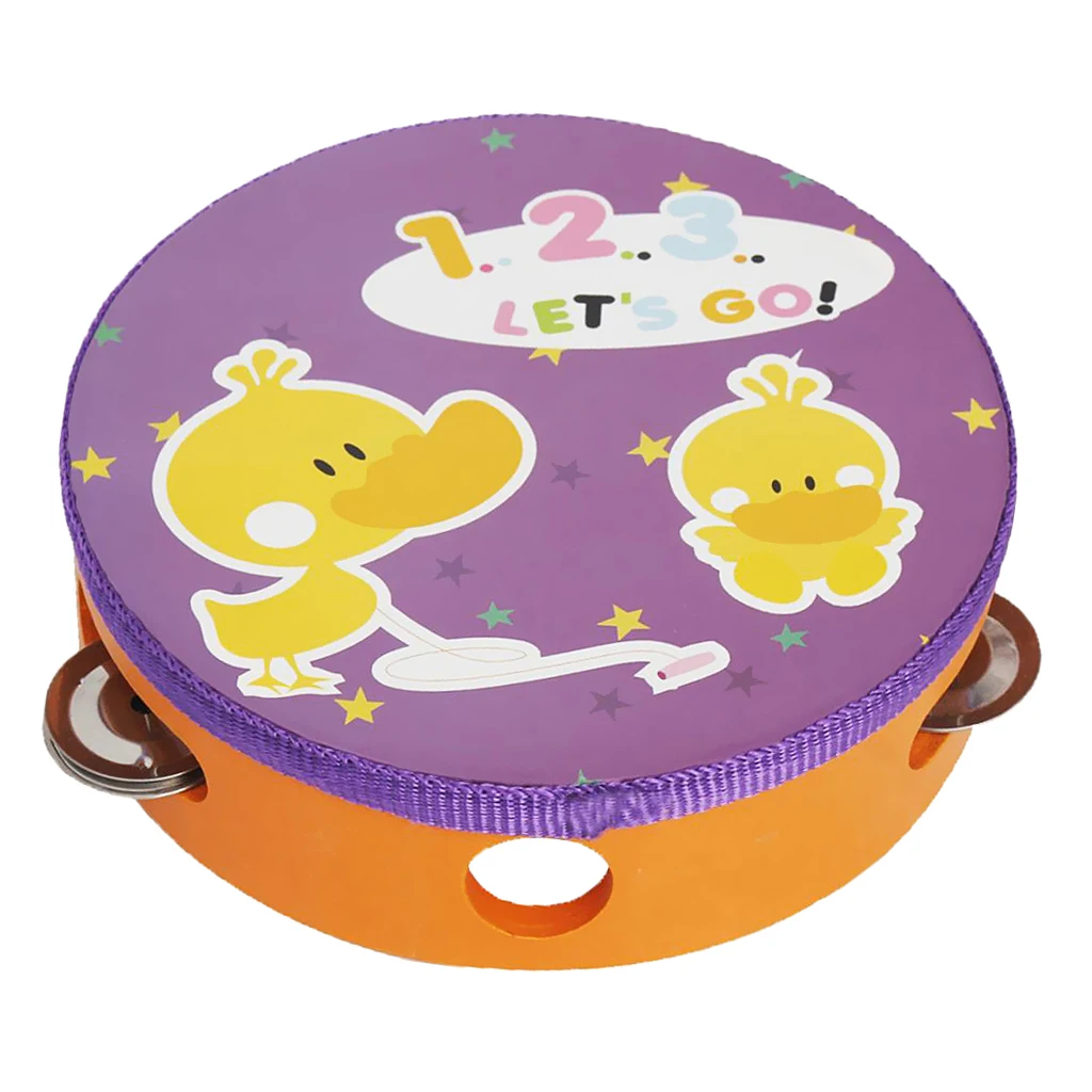 Wooden Tambourine Hand Bell Percusion Instrument for Kids Baby Toddler Musical Toys