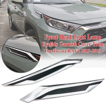 

Chrome Front Head Light Lamp Eyelids Garnish Cover Trim For For Toyota RAV4 2019-20 2pcs Headlight Eyebrow 3D Sticker Mouldings