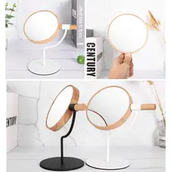 Настольные деревянные круглые косметическое зеркало с металлическим кронштейном, 360 градусов, увеличение столешницы, косметический