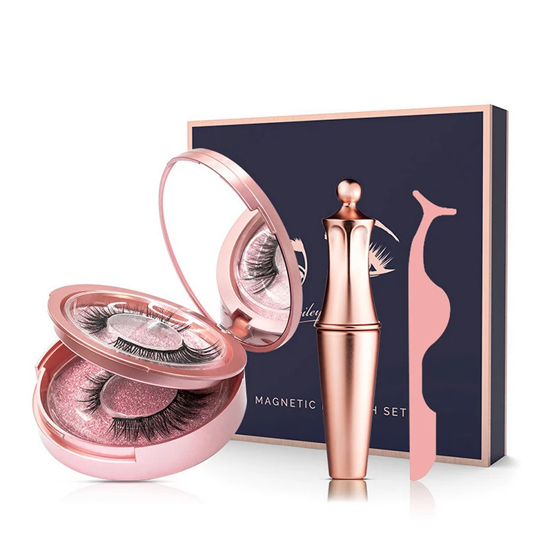 

Magnetic False Eyelashes 5 Magnet False Eyelashes Tweezer Set Liquid Eyeliner Waterproof Long Lasting Lashes for Natural Look