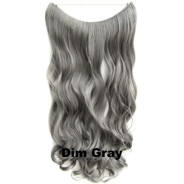 24inch 50grams 100grams Synthetic Hair Extension Gradual Color Brown Gray Blonde String Halo Hairpieces Extensions 100g-dimgray-wavy