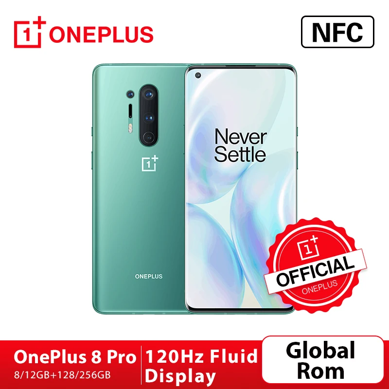Global Rom Oneplus 8 Pro 5G Smartphone Snapdragon 865 8G RAM 128G ROM 6.78'' 120Hz Screen Android10 30W Charger NFC