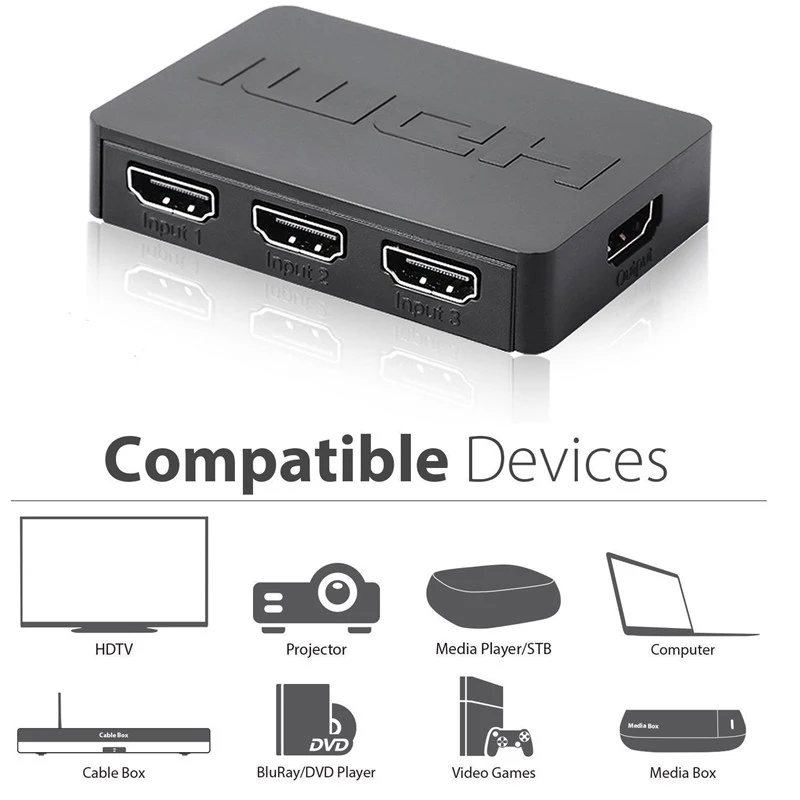 Акция-3X1 Hdmi сплиттер 3 порта концентратор коробка автоматический переключатель 3 в 1 выход коммутатор 1080P Hd 1,4 с пультом дистанционного управления для Hdtv Xbox360