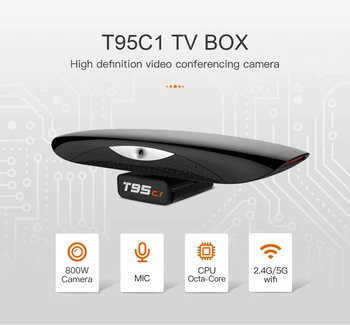 

T95 C1 TV Box iptv Android 9.0 4K 3D 2GB 16GB bluetooth 4.2 5G WIFI UHD 8MP 1080P HD Camera Microphone for PC Conference Online
