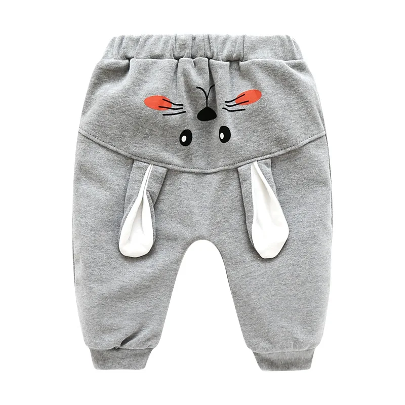 grey rabbit Плотные штаны для мальчиков 3-24 месяцев, зимние плотные Хлопковые Штаны для маленьких мальчиков, свободные осенние штаны с высокой эластичной резинкой на талии, Осенние штаны для мальчиков - Color: grey rabbit