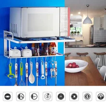 2 уровня пространство Алюминий кронштейн для микроволновой печи с одной главной балкой с крючком настенный Кухня вешалкки, кронштейн крепление под микроволновую печь полки