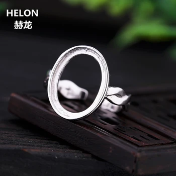 

925 Sterling Silver 12X16MM Oval Cabochon Semi Mount Engagement Wedding Ring fit Amber Turquoise Agate Garnet Setting Adjustable