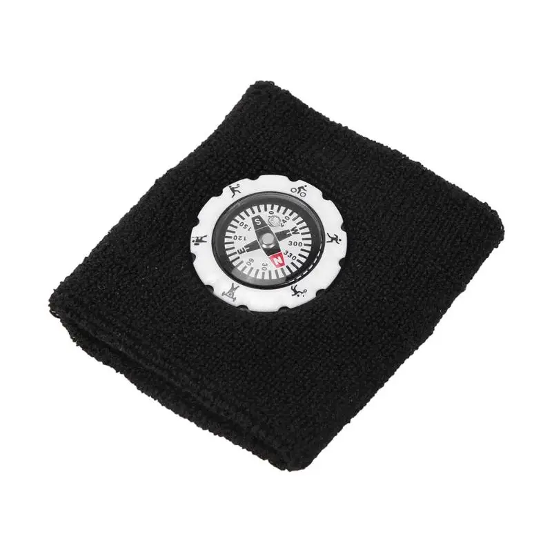 Черный Открытый компас Sweatband Пот Группа хлопок выживания браслет для охоты Кемпинг Туризм Спортивные Принадлежности - Цвет: Черный
