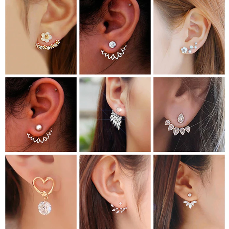 

Korean Jewelry Zircon Pearl Heart Crystal Flower Angel Wings Geometry Stud Earrings For Women Statement Ear Jewelry Wholesale
