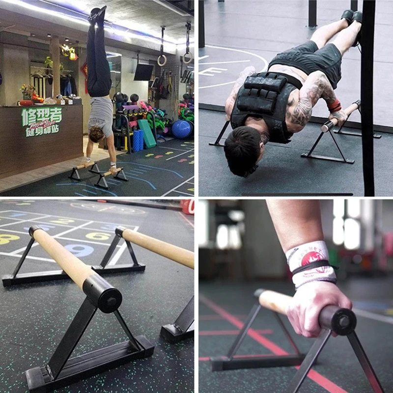 Wooden Parallettes Set Push-up Parallel Bars Stretch Double Rod Stand Calisthenics Handstand Anti Gravity Fitness Equipment F20