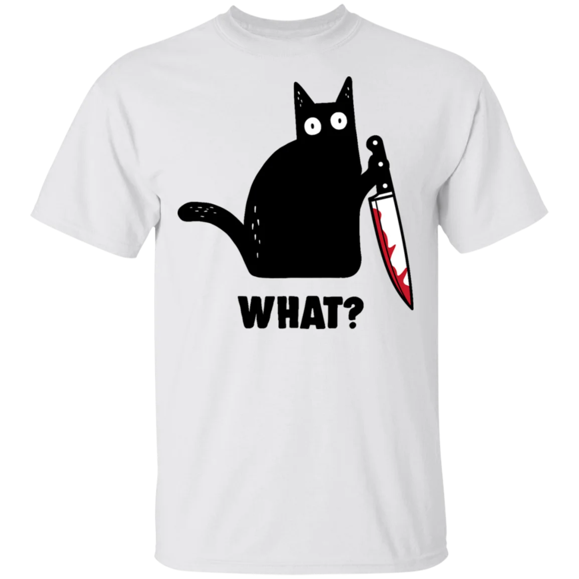 

Cat What Funny Black Cat Shirt, Murderous Cat With Knife Black T-Shirt M-Xxxl New Funny Tee Shirt