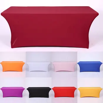 

Wedding Solid Color Table Set 4FT 6FT 8FT Table Cover High Stretch Rectangular Cocktail Tablecloth Elastic Table Cover