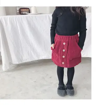 

Fashion Cute Winter Children Clothes Solid Color Half Dress Pure Nylon Above Knee Length for Baby Girls