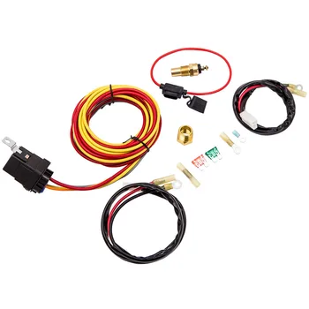 

Electric Cooling Fan Wiring Harness Thermostat 40 amp Relay Kit 185/165 Degree