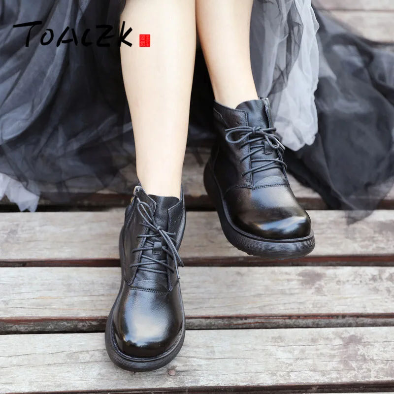 

Leather handsome women's shoes, 2019 new thick-bottomed heel boots, spring and autumn single boots, muffin bare boots