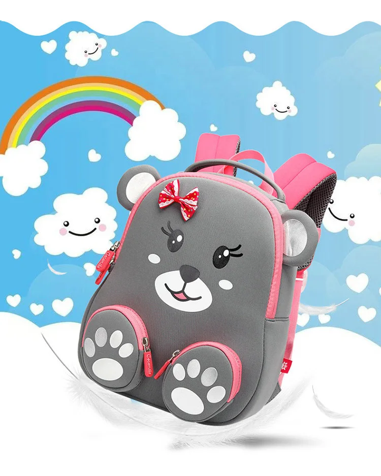Детский Школьный рюкзак для девочек с 3D милым медведем, школьная сумка с милыми животными, дизайнерская детская сумка, модный детский любимый подарок