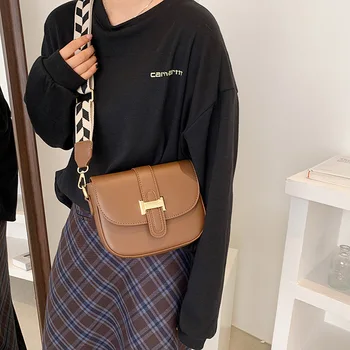 Solid Color Flap Square Crossbody Bags for Women PU Leather Sadoun.com