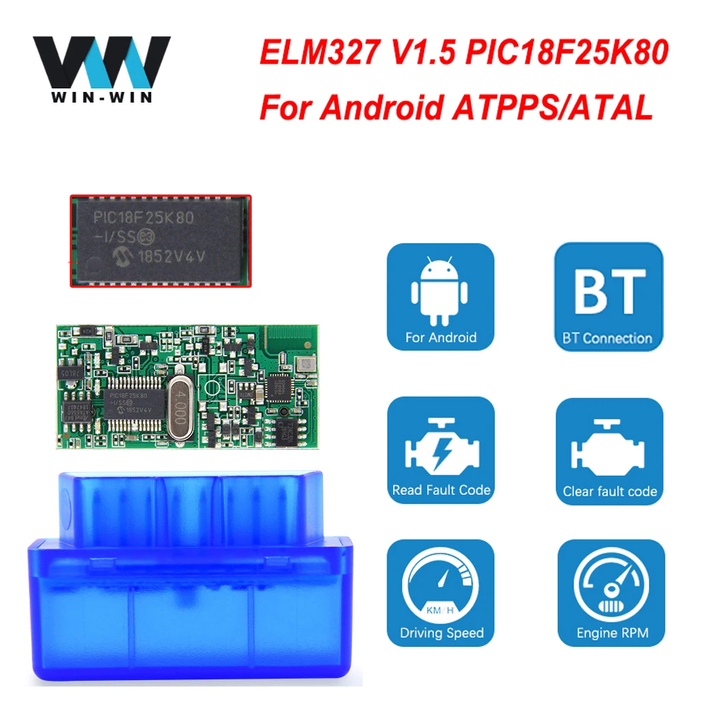 Мини ELM327 V1.5 PIC18F25K80 ELM 327 OBD2 Bluetooth адаптер odb2 сканирующий инструмент для Android OBD 2