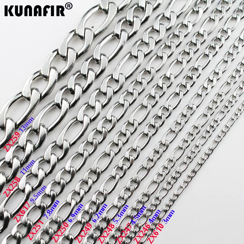 

3+1 TK Figaro chain stainless steel necklace fashion Jewelry man male necklace chains 5pcs-100pcs