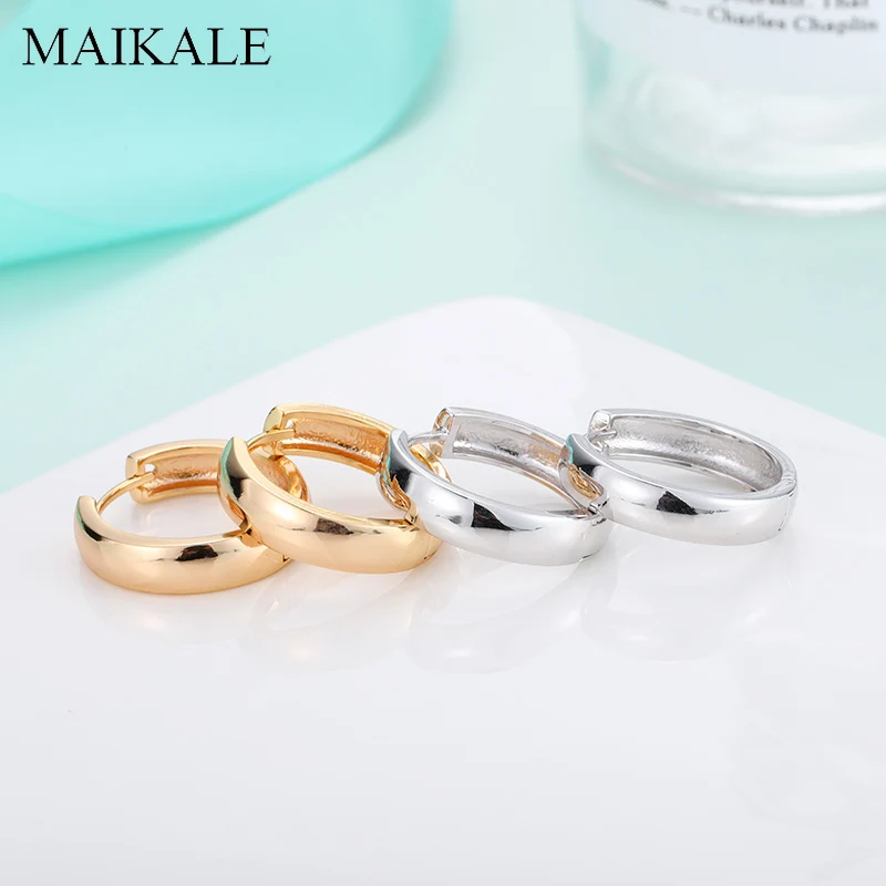 Женские простые серьги-кольца MAIKALE, круглые металлические круглые серьги из меди, модные аксессуары, ювелирные изделия для подарка